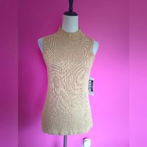 Vintage Anna Gray Metallic Gold Mock Neck Top (NWT!!)
